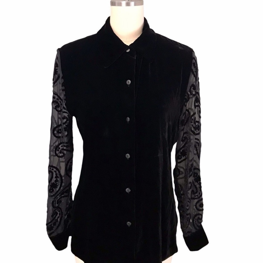 Vintage Y2K The Limited Black Velvet Button Down Shirt whimsigoth